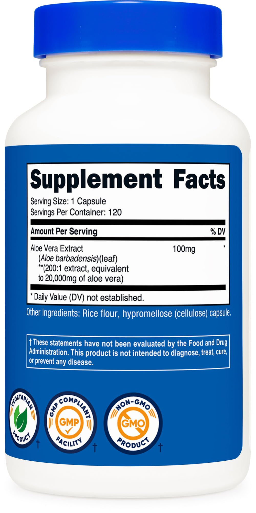 Facility testing and manufacturing details for Aloe Vera capsules