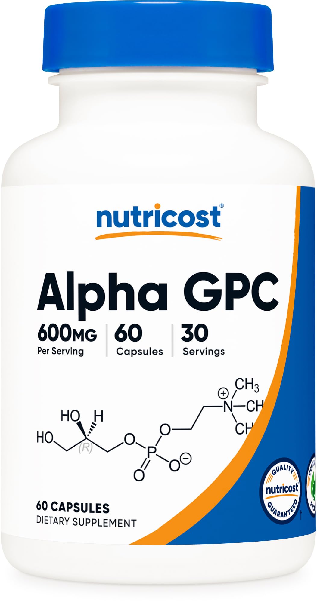Nutricost Alpha GPC 600mg bottle front view
