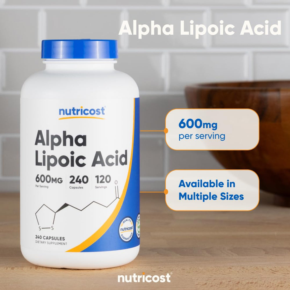 Ingredients list on the Nutricost Alpha Lipoic Acid label