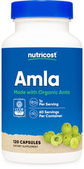 Nutricost Amla 1000mg - 120 vegetarian capsules with CCOF organic certification