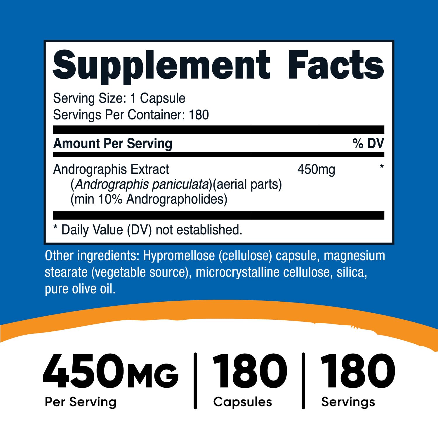 Front view of Nutricost Andrographis Extract 450mg bottle