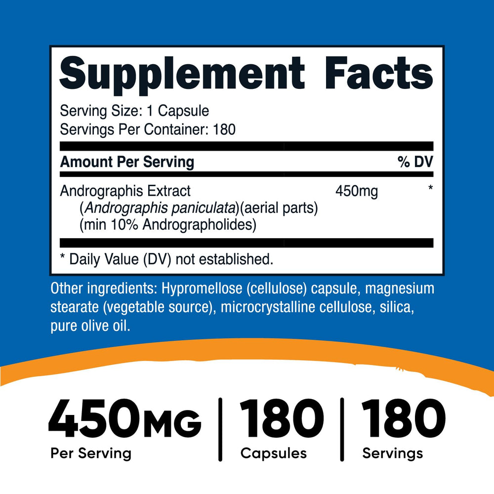 Front view of Nutricost Andrographis Extract 450mg bottle