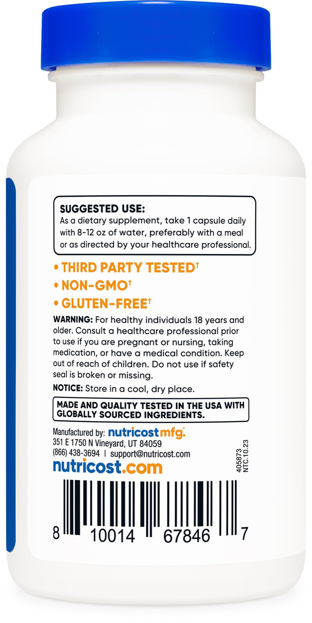 Ingredients and supplement facts for Nutricost Apigenin 50mg