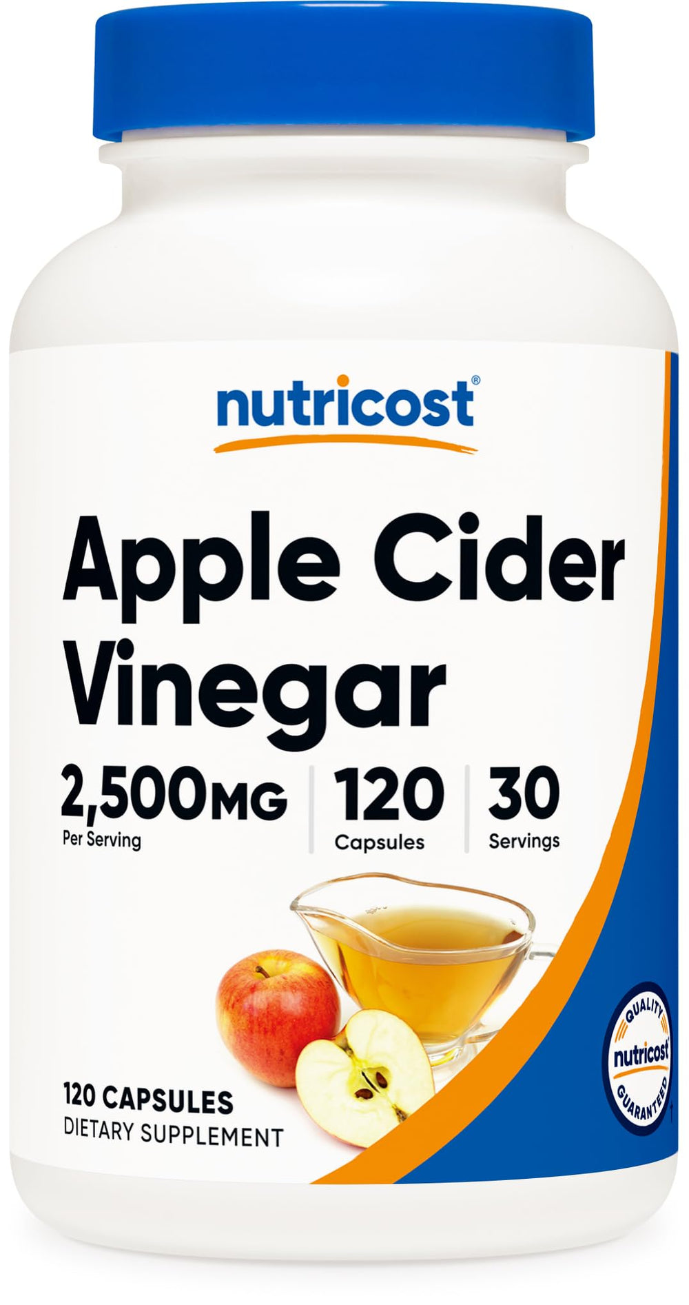 Nutricost Apple Cider Vinegar 2500 mg vegan capsules bottle front view