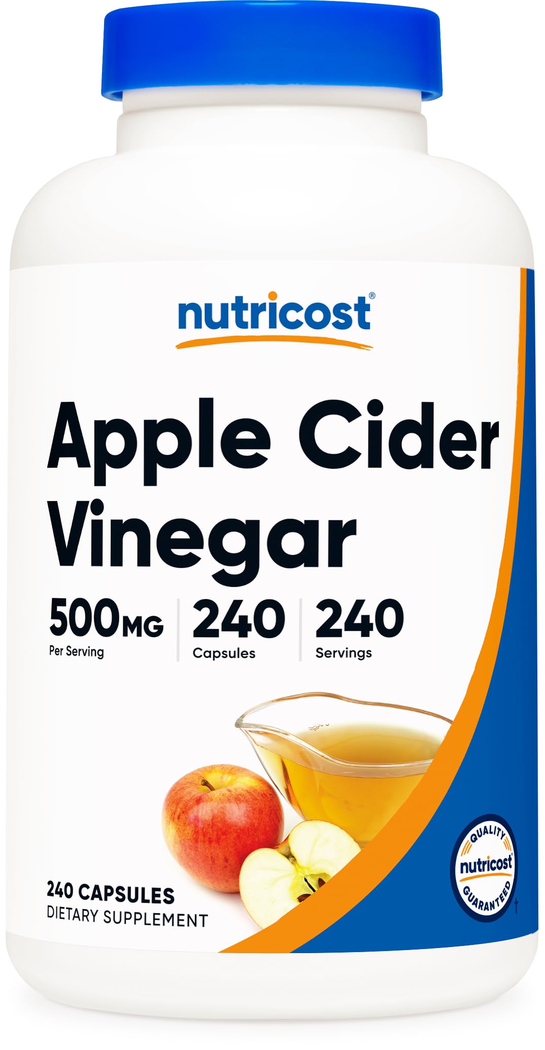 Nutricost Apple Cider Vinegar Capsules 500mg bottle with 240 vegetarian capsules