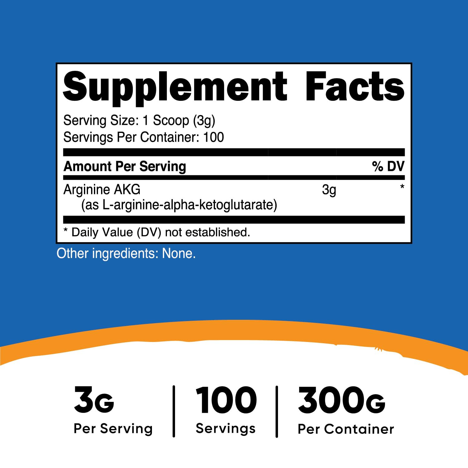 Serving size scoop included with Nutricost Arginine AKG Powder 300 g