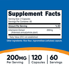 Close-up of Artemisinin 200mg capsules