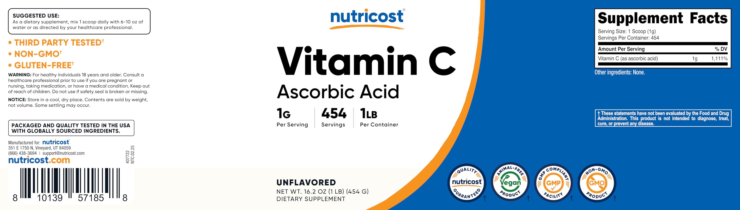 GMP compliant, FDA registered facility seal on packaging