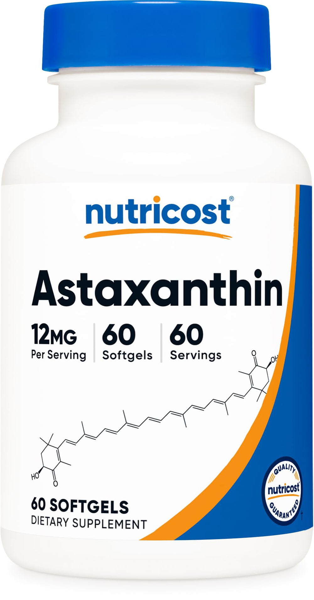 Nutricost Astaxanthin 12mg bottle with 60 softgels