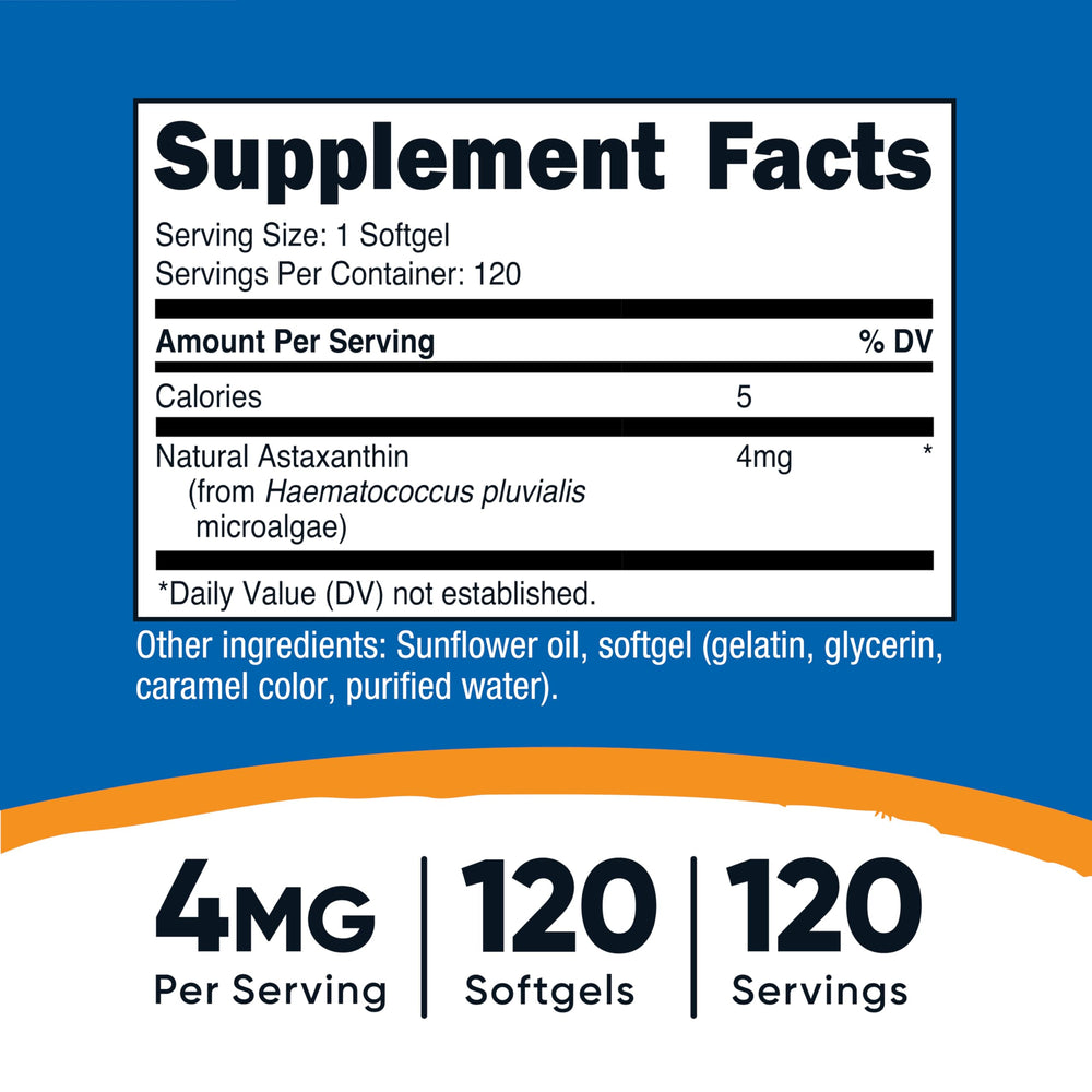 Nutricost Astaxanthin 4mg bottle label close-up