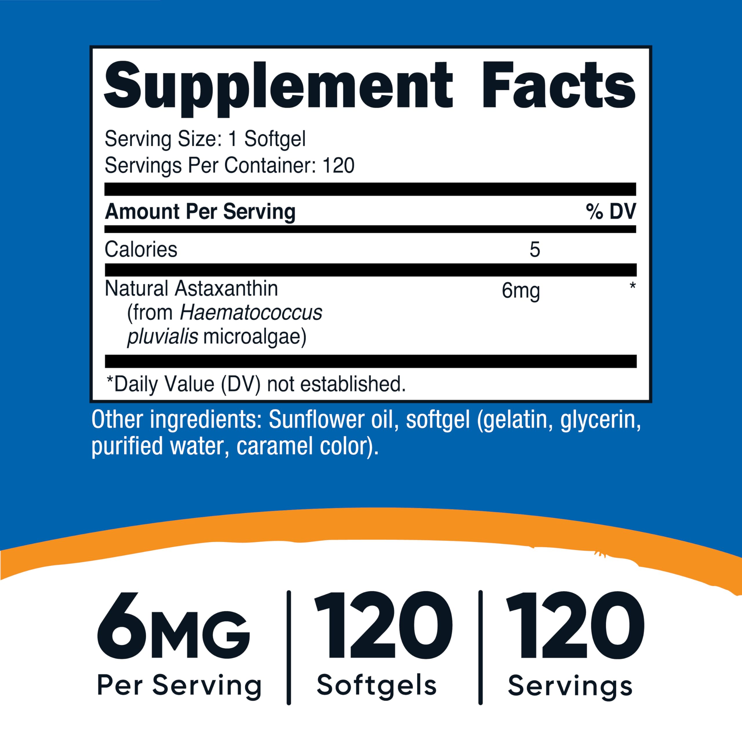 Back view of Nutricost Astaxanthin 6mg bottle label