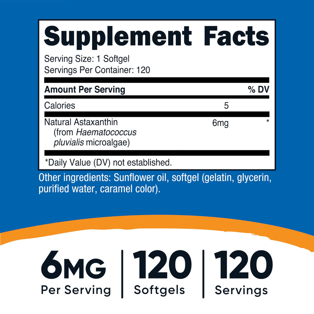 Back view of Nutricost Astaxanthin 6mg bottle label