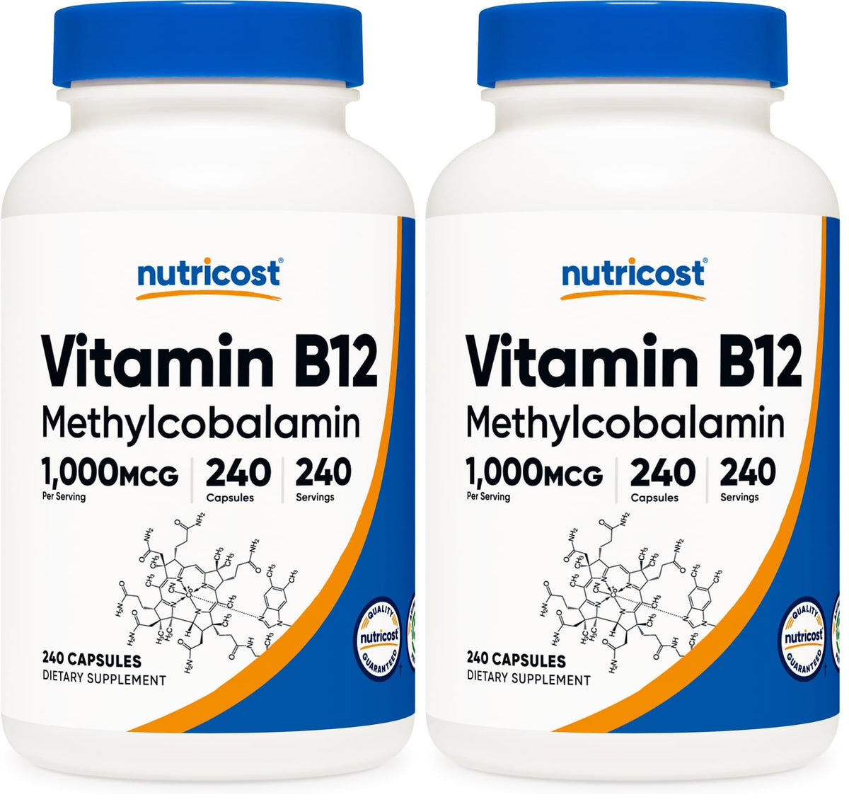 Nutricost Vitamin B12 1000mcg methylcobalamin bottle with 240 capsules