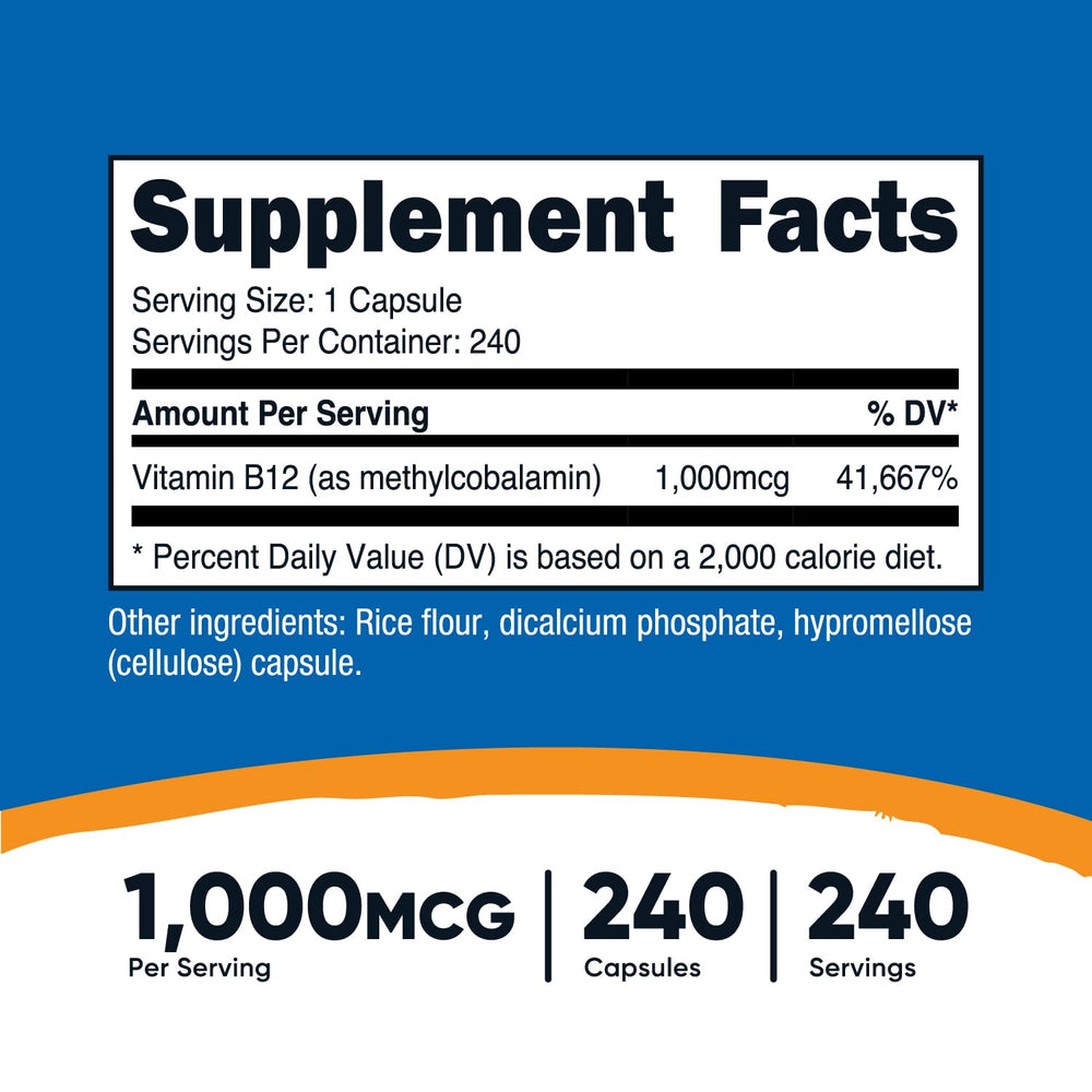 Pack of 2 Nutricost Vitamin B12 1000mcg bottles