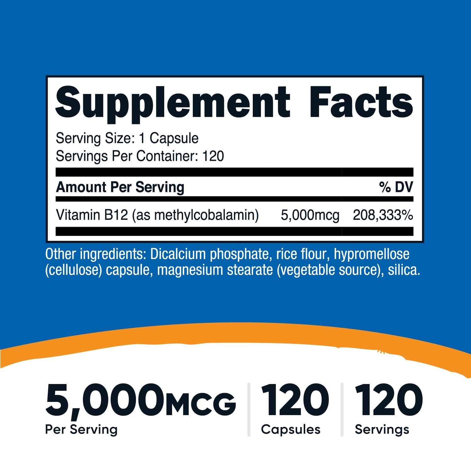 Close-up of Nutricost B12 methylcobalamin 5000mcg capsules