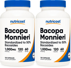 Nutricost Bacopa Monnieri 1000mg bottle pack of 2 hero image