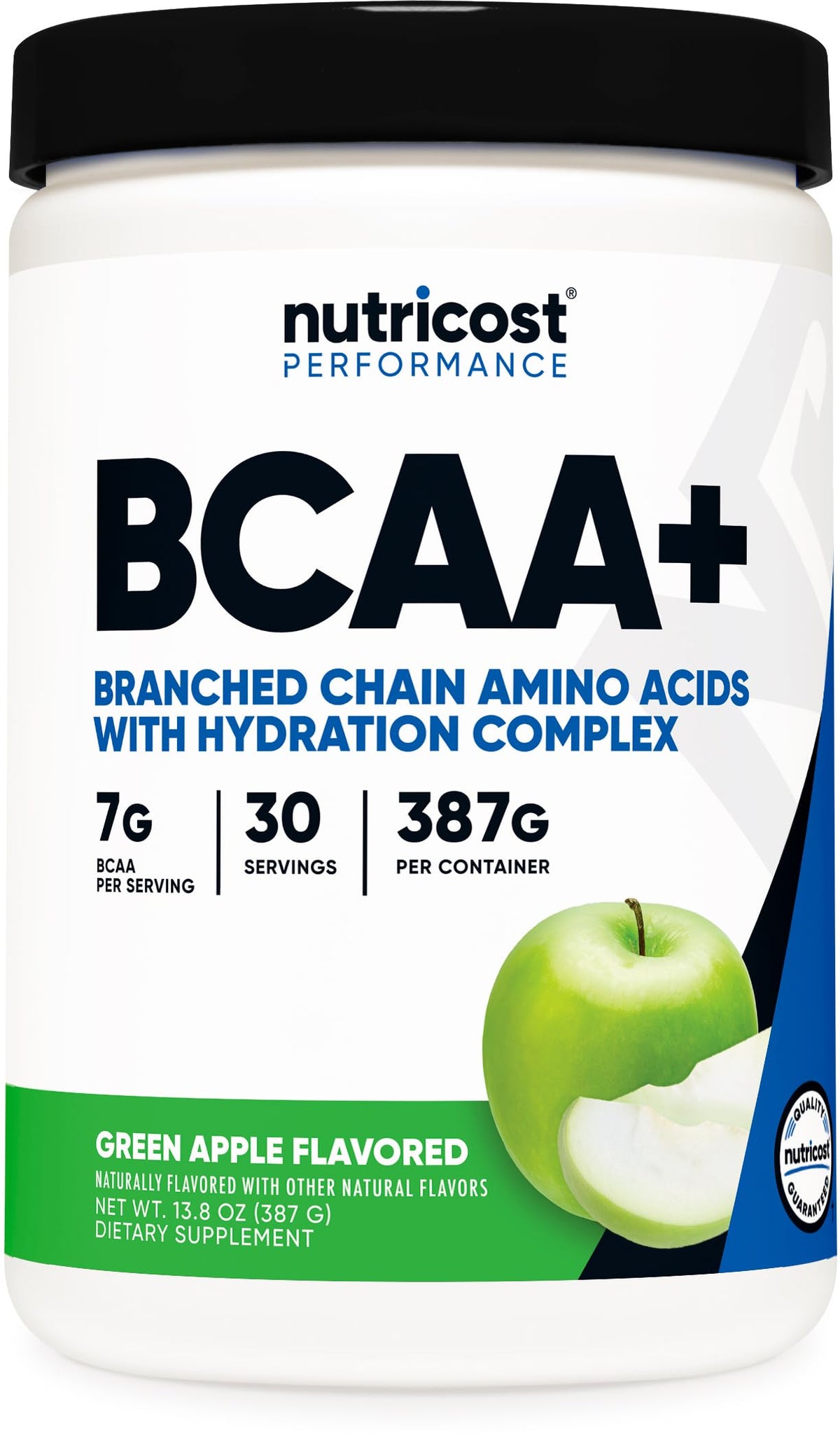 Nutricost BCAA + Hydration Powder Green Apple bottle front