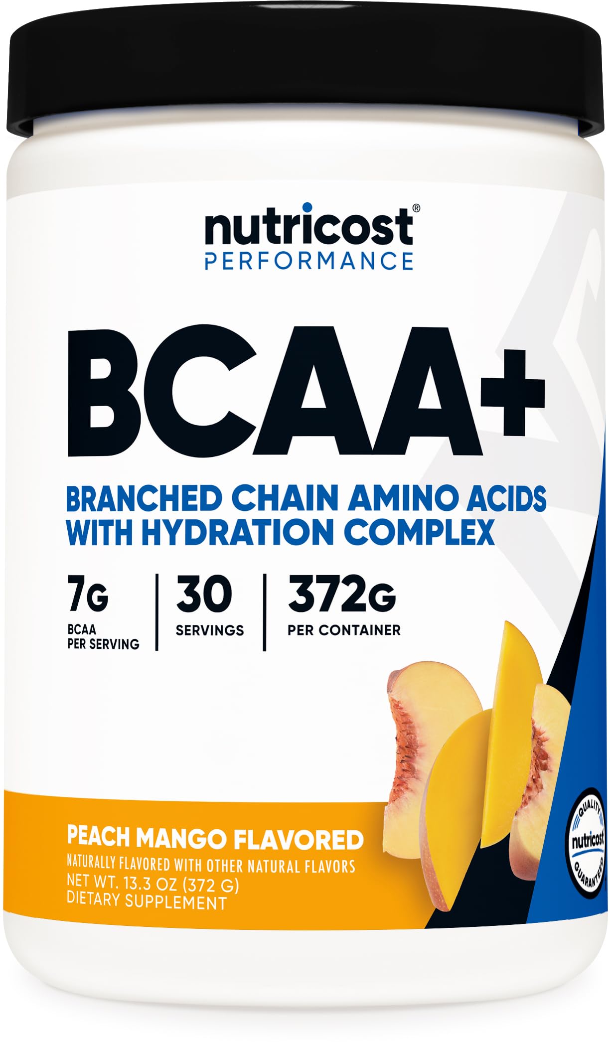 Nutricost BCAA + Hydration Powder Peach Mango bottle - front view