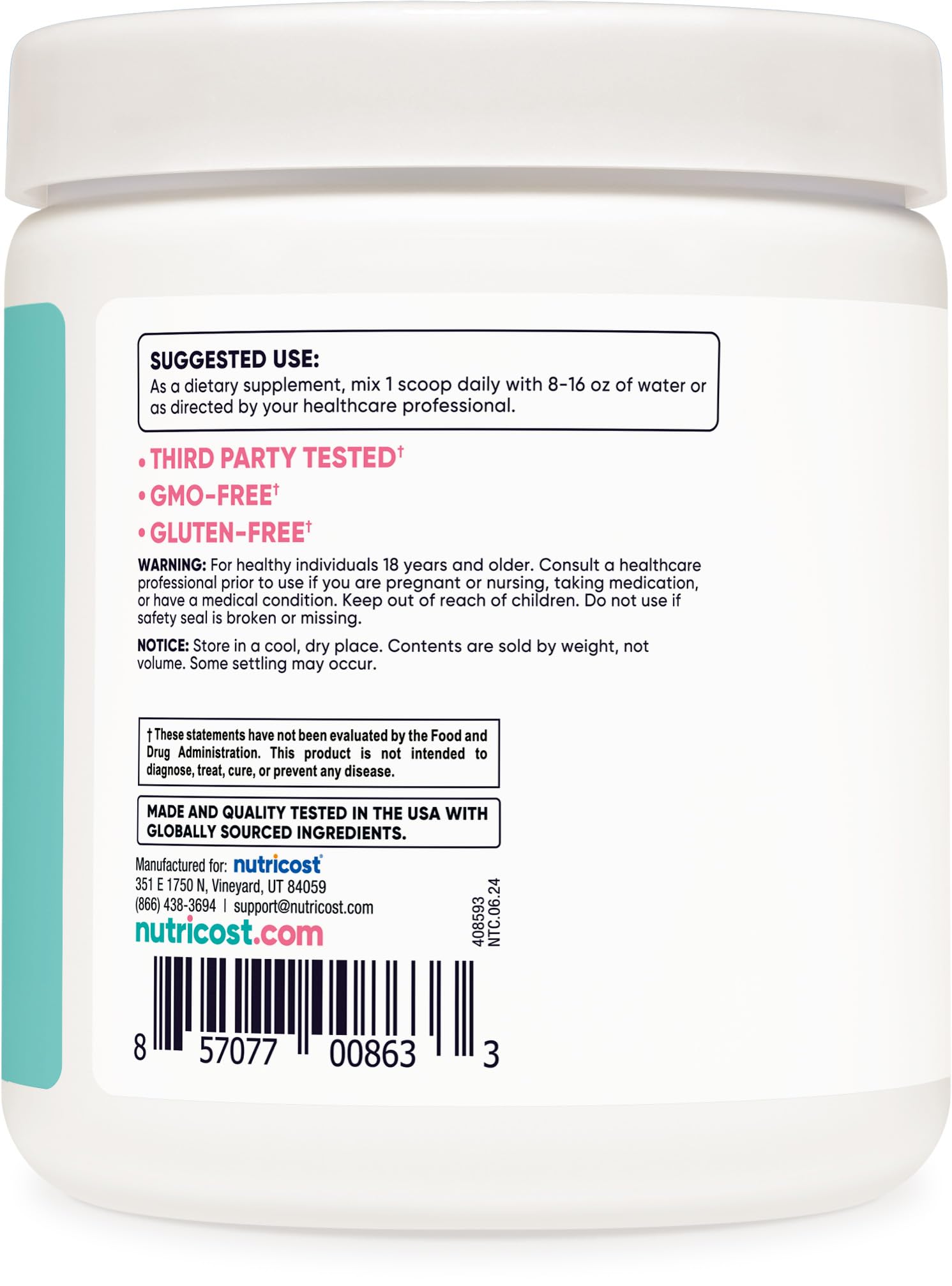 Serving scoop of Nutricost BCAA for Women Peach Mango