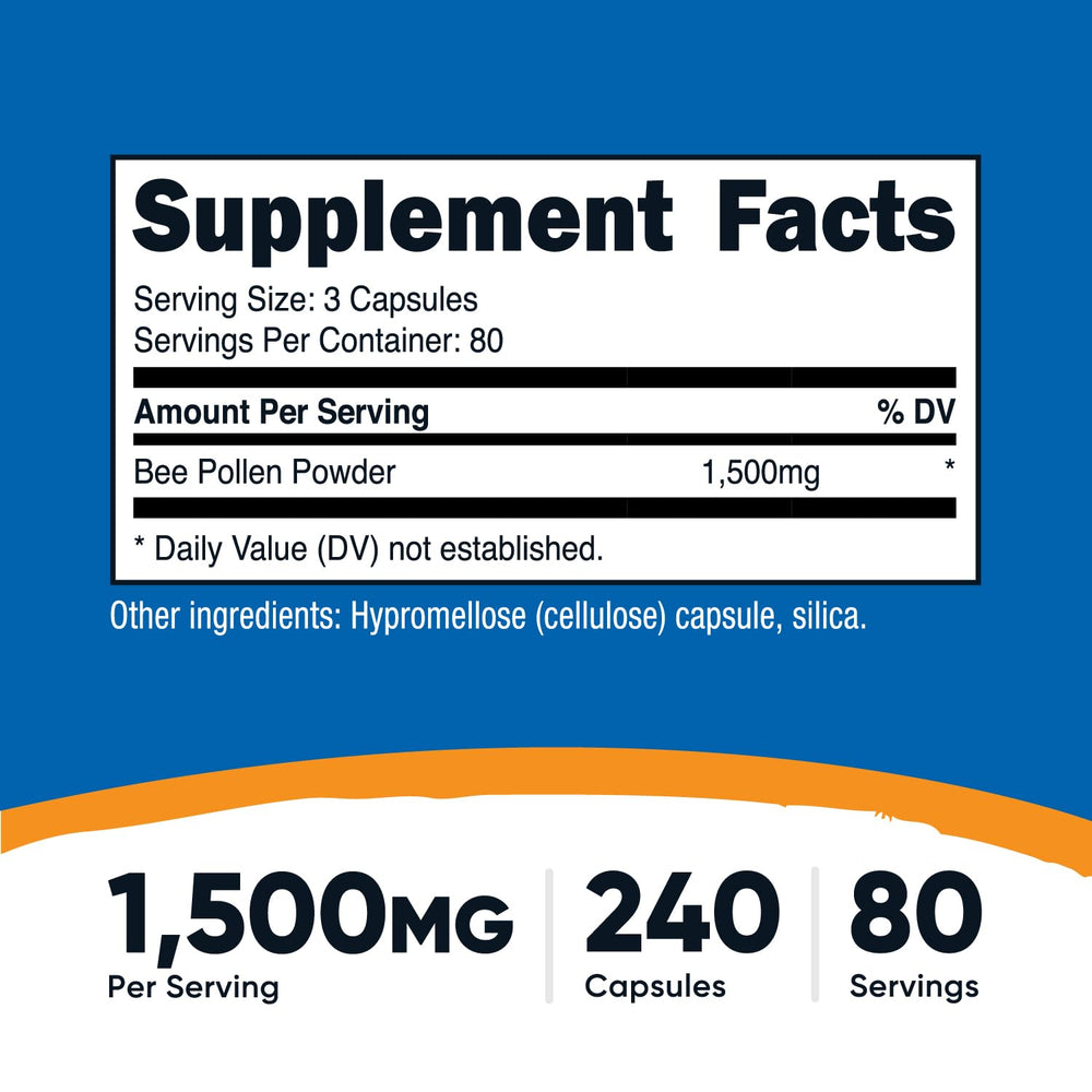 Nutricost Bee Pollen bottle label close-up