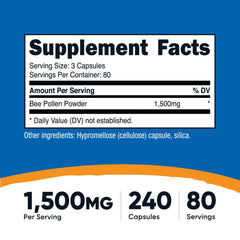 Nutricost Bee Pollen bottle label close-up