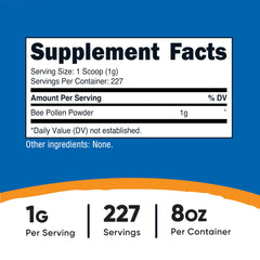 Bottle of Nutricost Bee Pollen Powder 8 oz