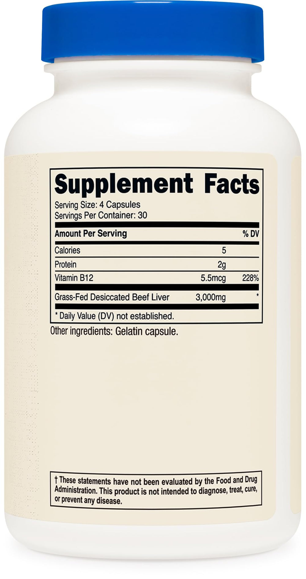 Bottle of Nutricost beef liver capsules with pasture-raised Argentine origin