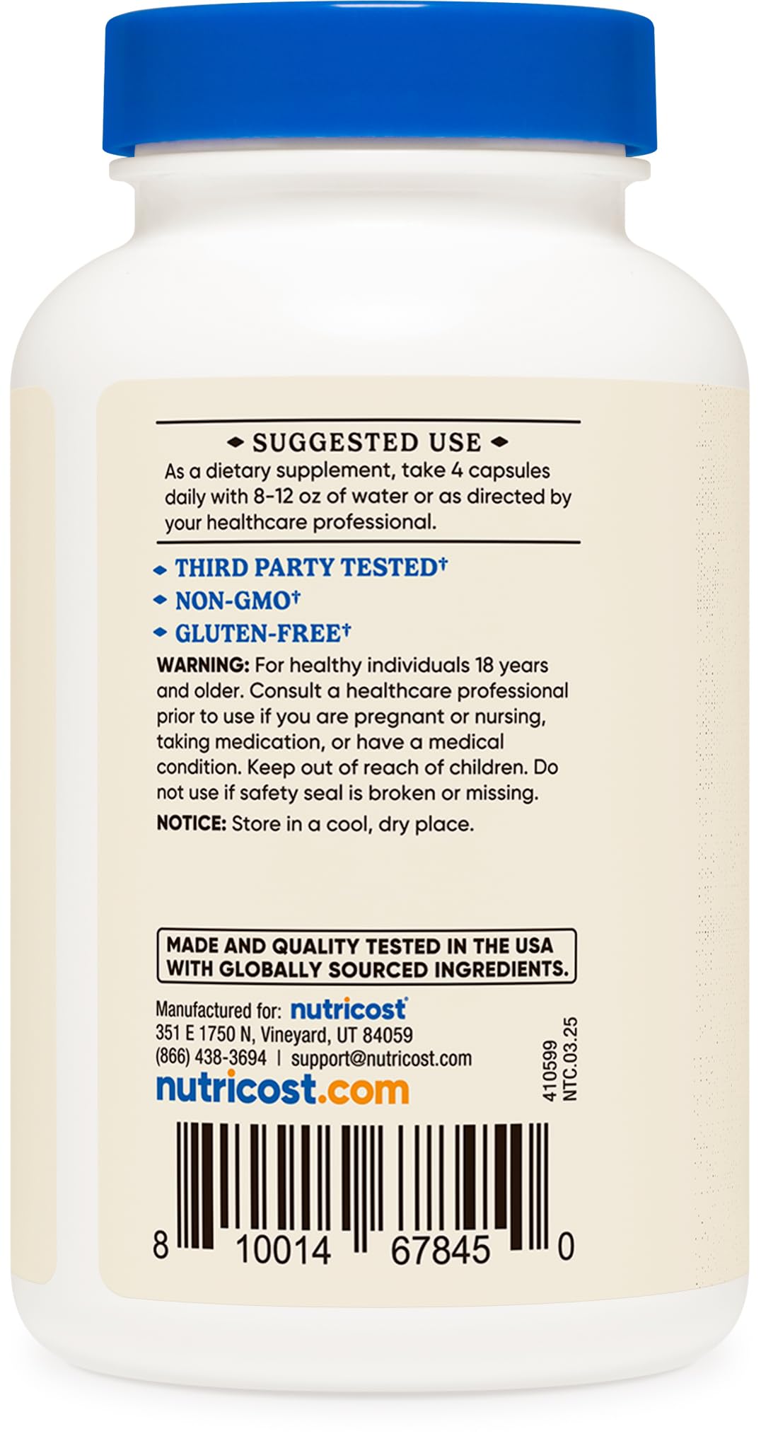 Gluten-free, Non-GMO and Soy-free badges on packaging