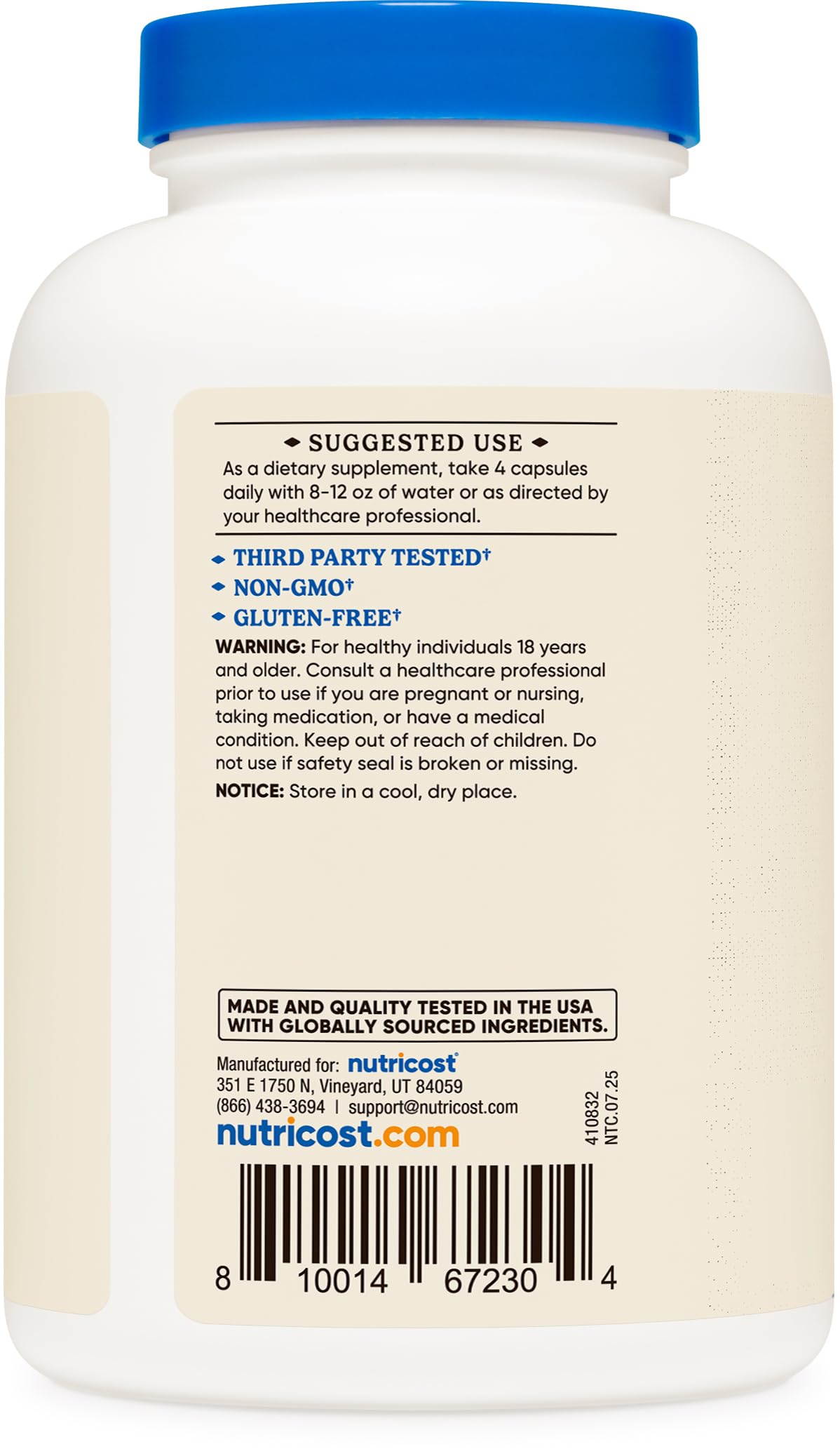 Bottle showing 240 capsules for 60 servings