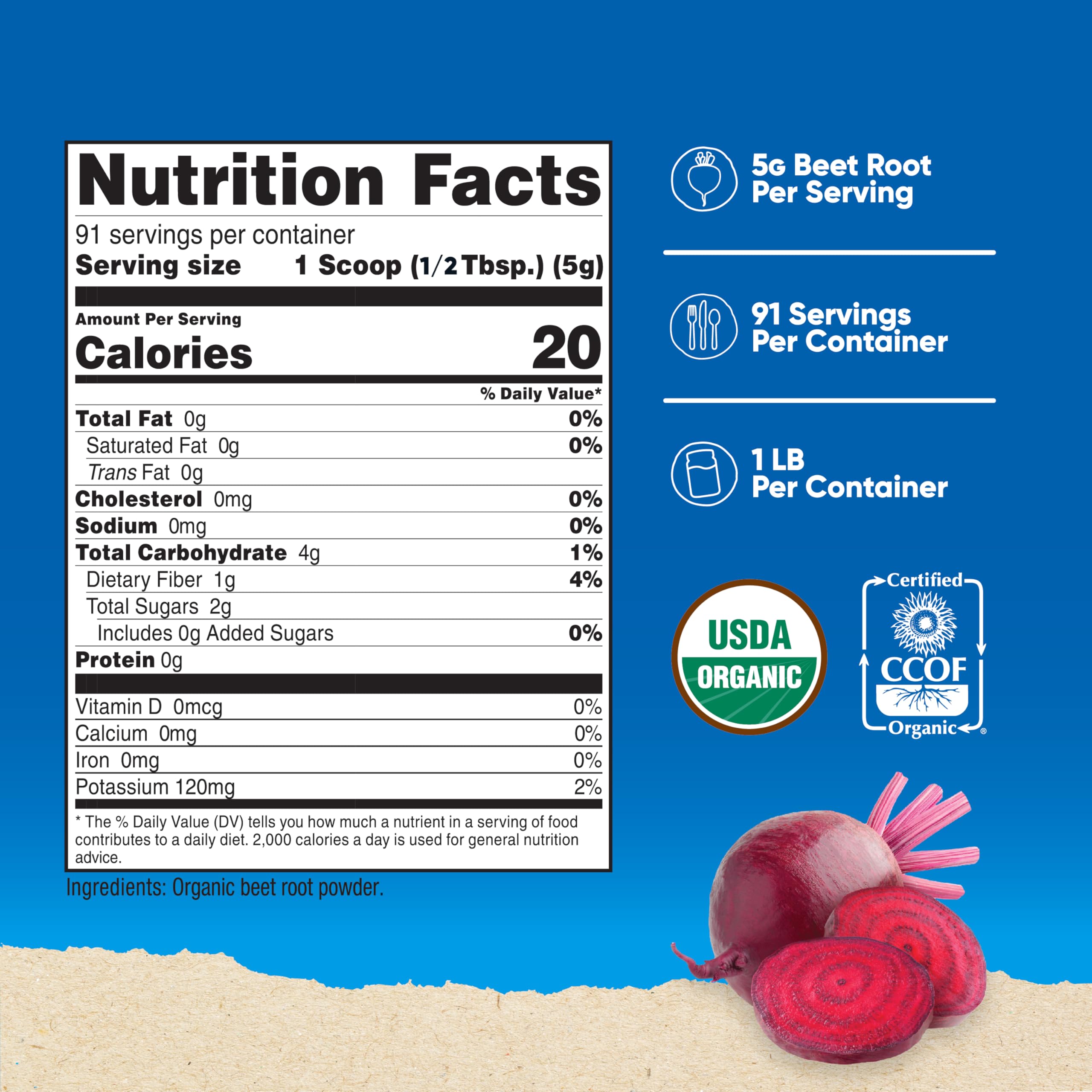 Beet root powder being poured from bottle