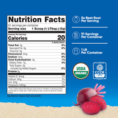 Beet root powder being poured from bottle