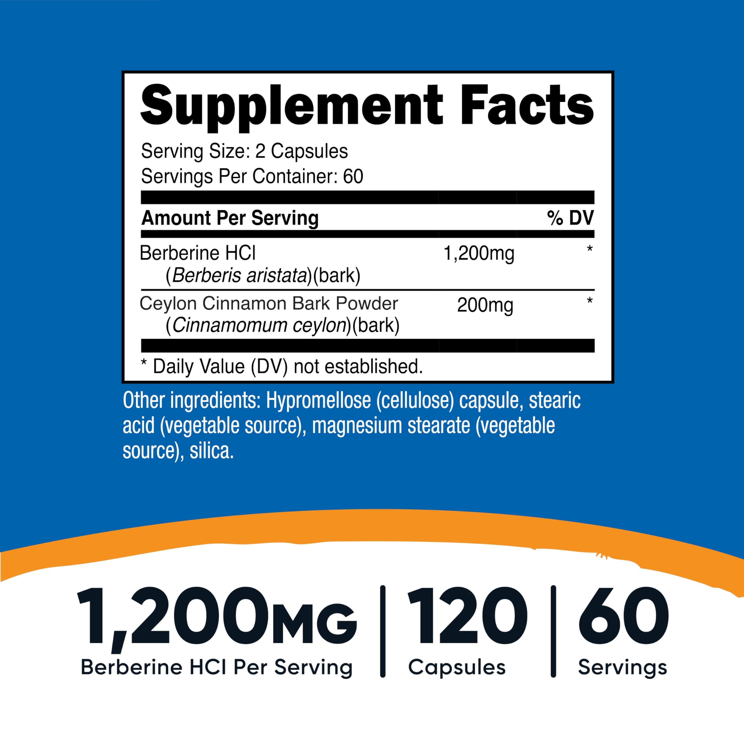 Close-up of Berberine HCl and Ceylon Cinnamon capsules