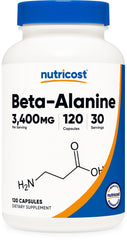 Nutricost Beta-Alanine capsules bottle with 120 capsules (30 servings)