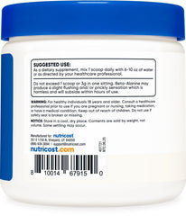 Non-GMO, gluten-free Beta-Alanine powder label