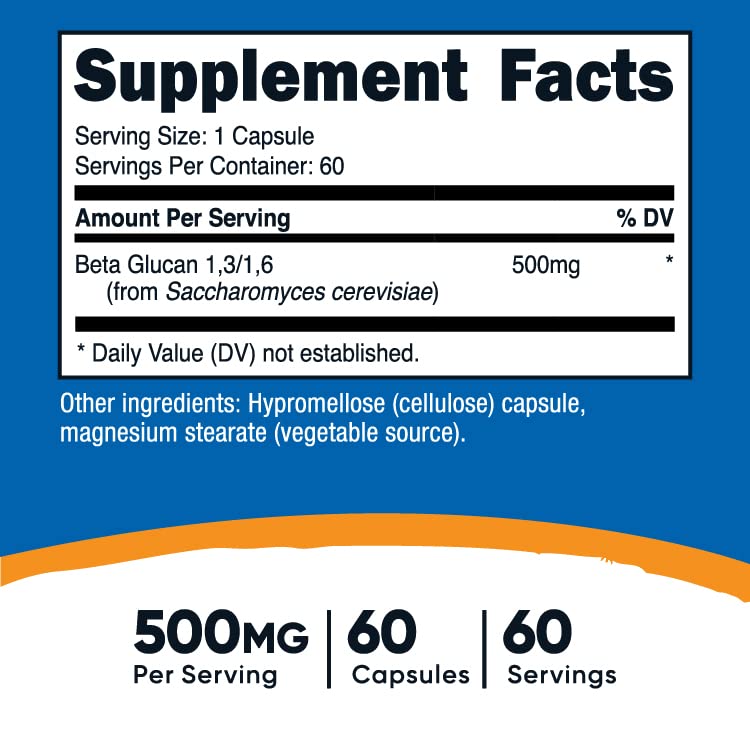 Nutricost Beta Glucan 500mg bottle back label