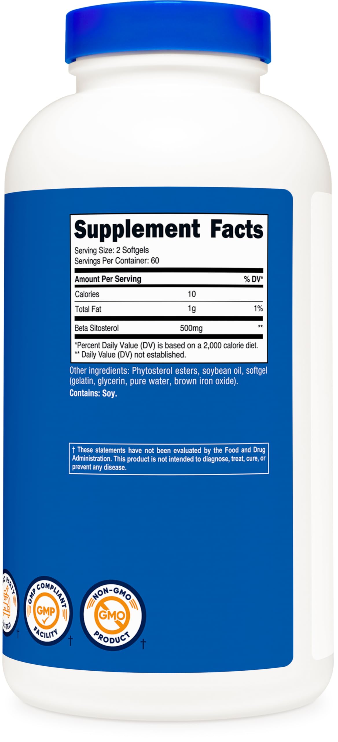 Bottle packshot of Nutricost Beta Sitosterol 500mg softgels