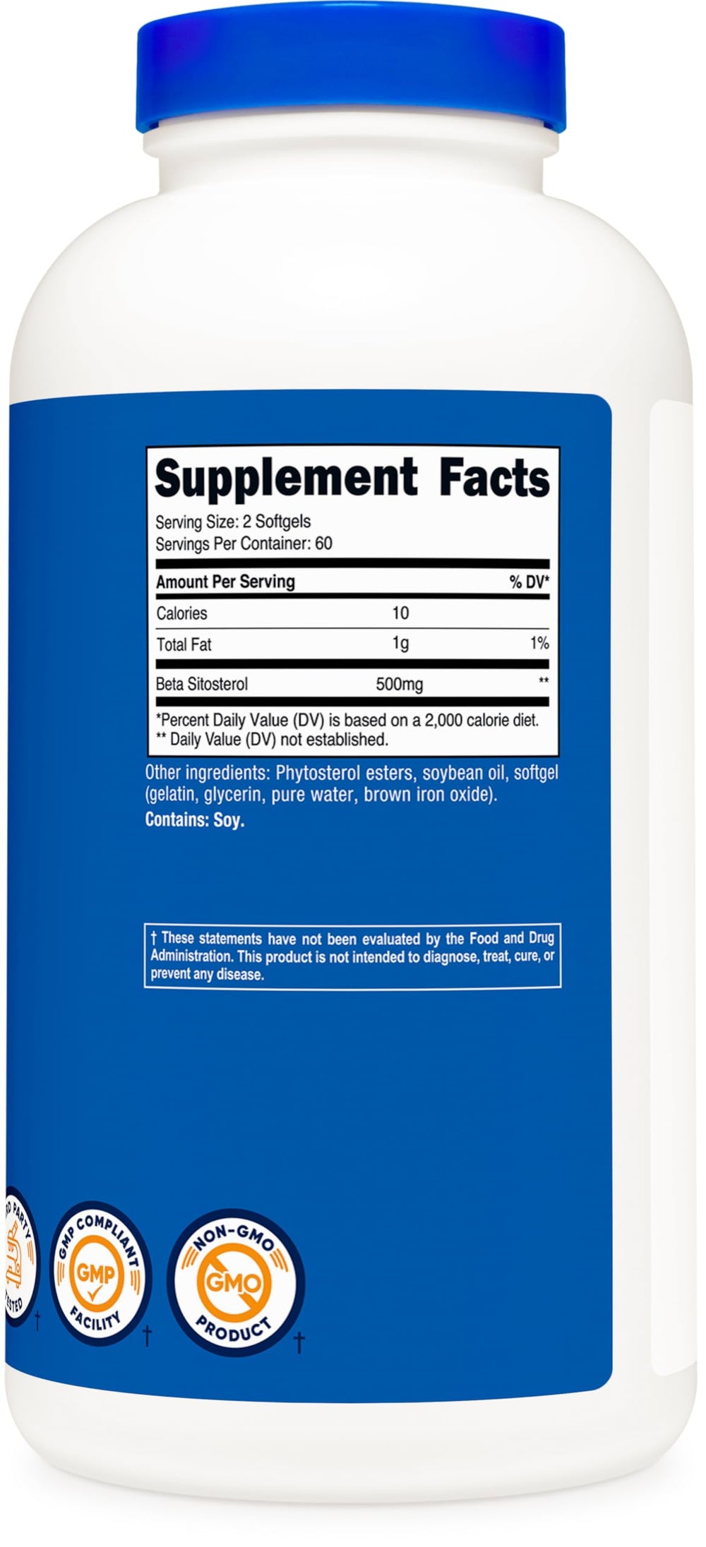 Bottle packshot of Nutricost Beta Sitosterol 500mg softgels
