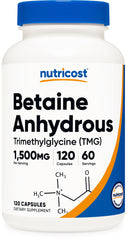 Nutricost Betaine Anhydrous capsules bottle displaying 120 capsules