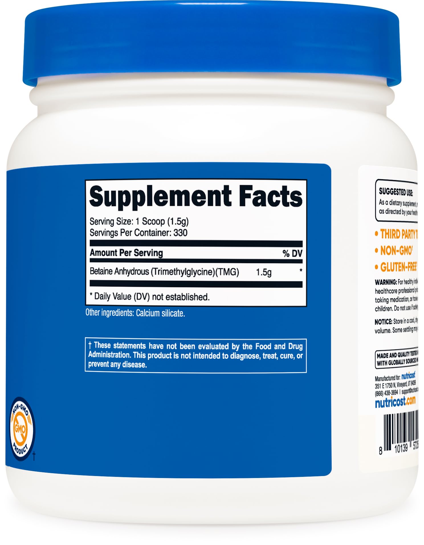 GMP facility and FDA registered seal for Nutricost Betaine Anhydrous