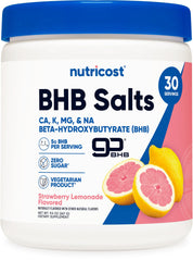 Nutricost BHB Salts Drink Mix Strawberry Lemonade bottle label
