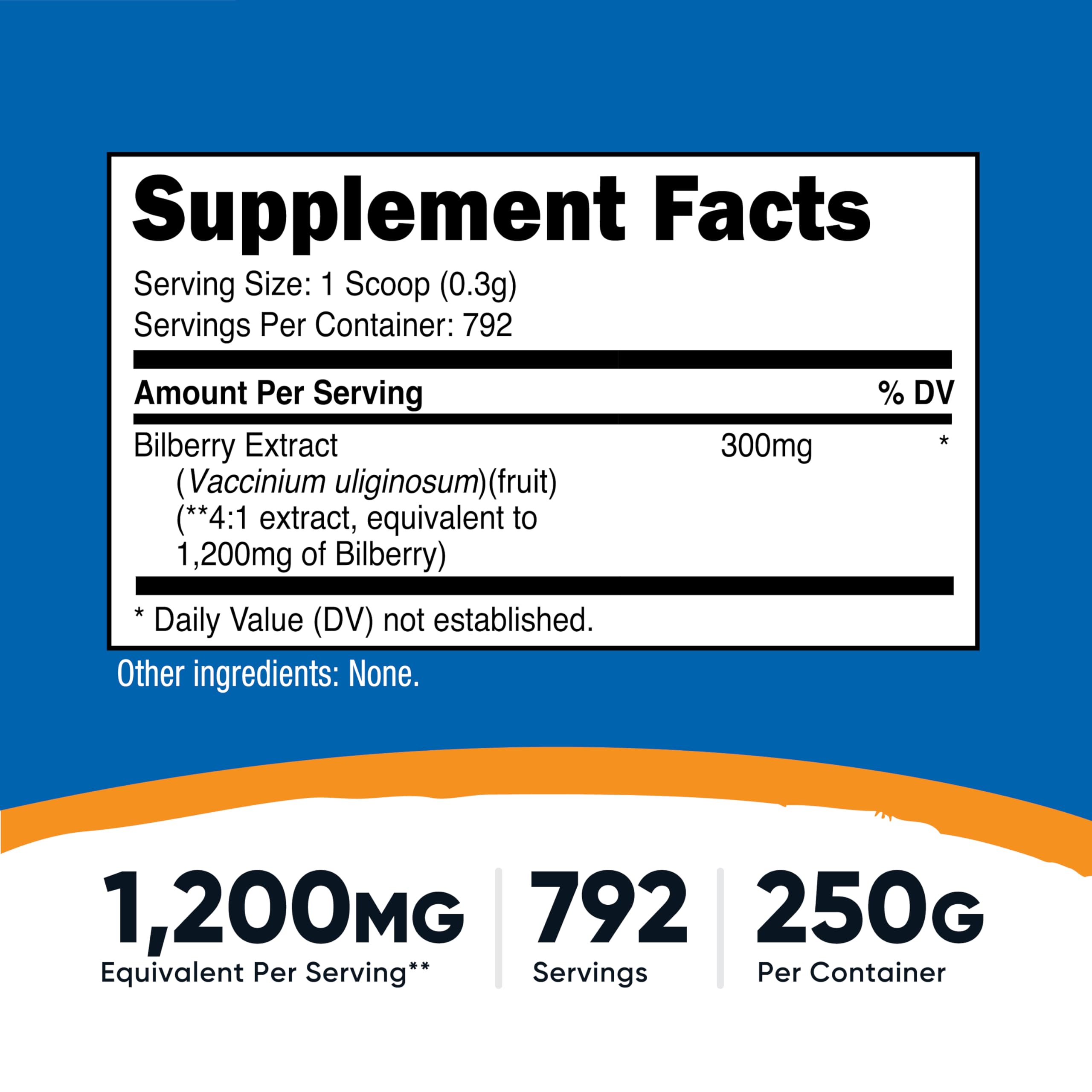 Nutricost Bilberry Powder 250g bottle - back label