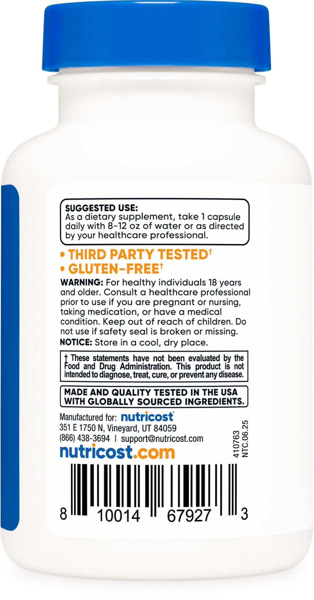 Nutricost Ashwagandha with BioPerine for improved absorption.