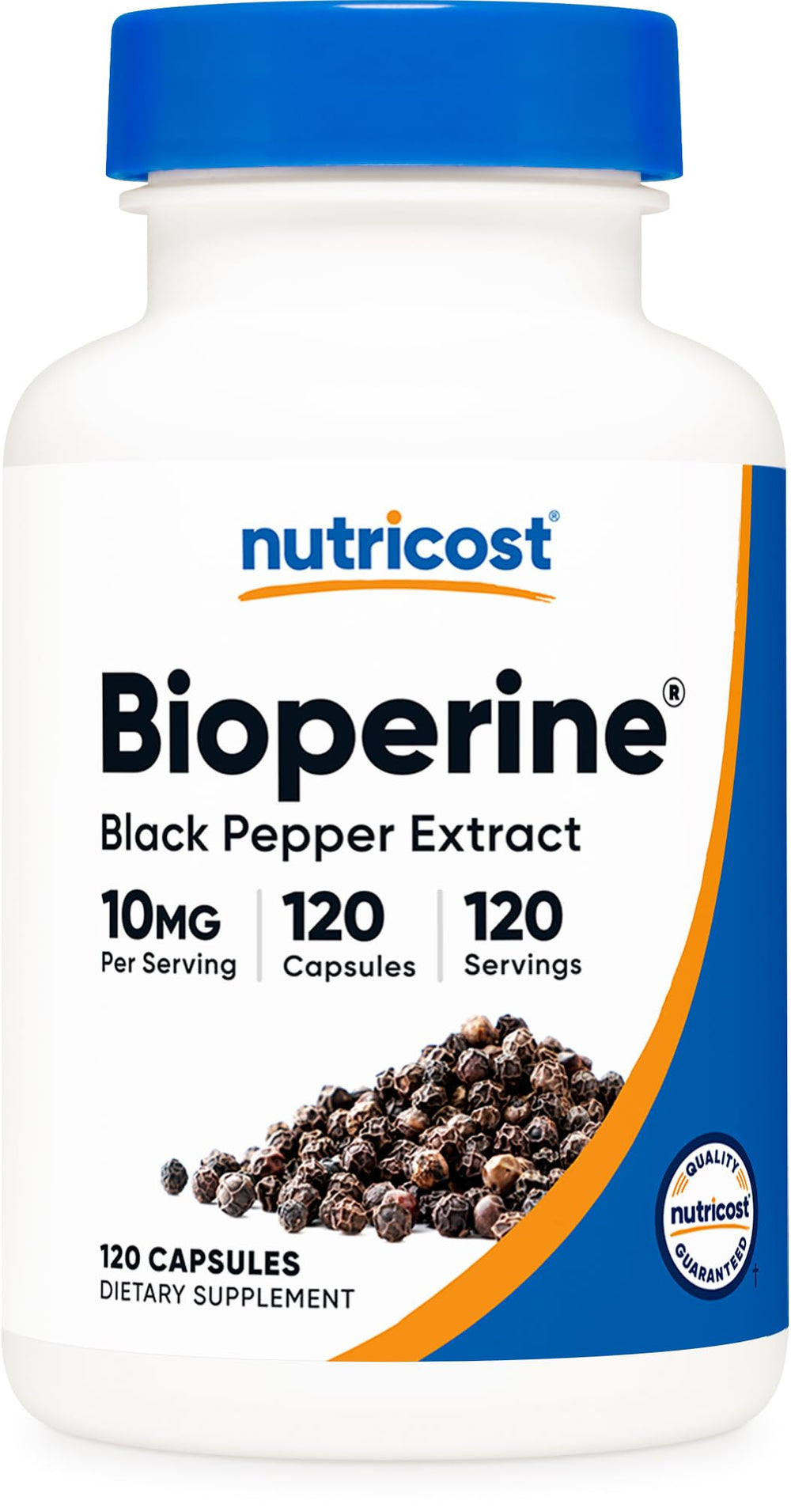 Nutricost Bioperine Black Pepper Extract bottle with 120 capsules