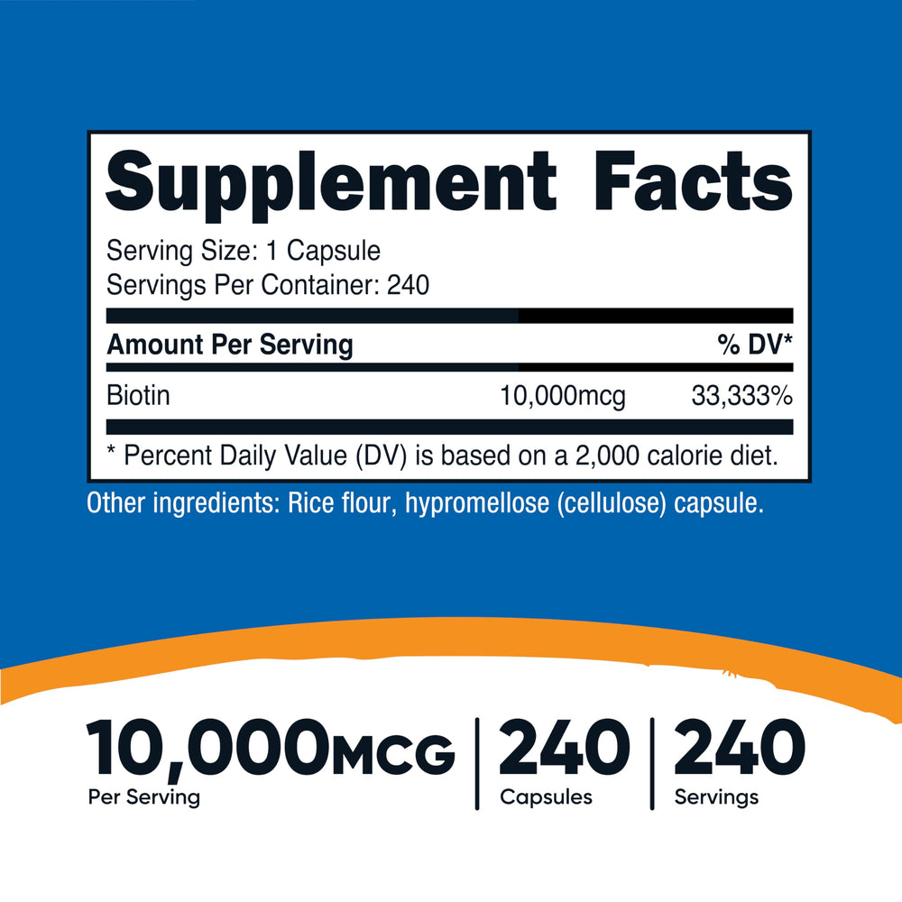 Biotin 10000mcg capsules with bottle