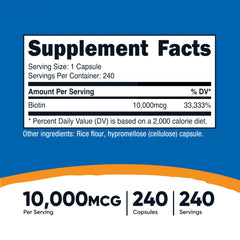 Biotin 10000mcg capsules with bottle