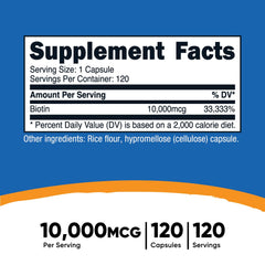 Close-up of Nutricost Biotin 10,000mcg capsules