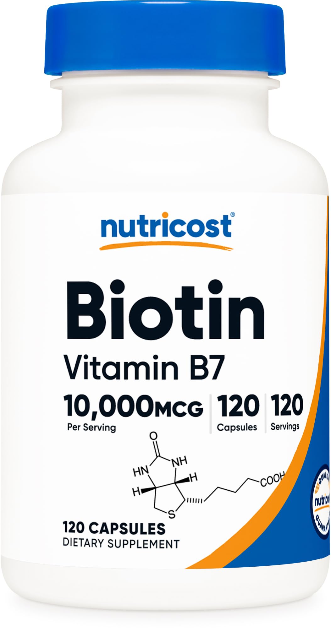 Product shot of Nutricost Biotin 10,000mcg 120 capsules