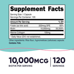 Biotin 10,000 mcg per capsule nutrition facts