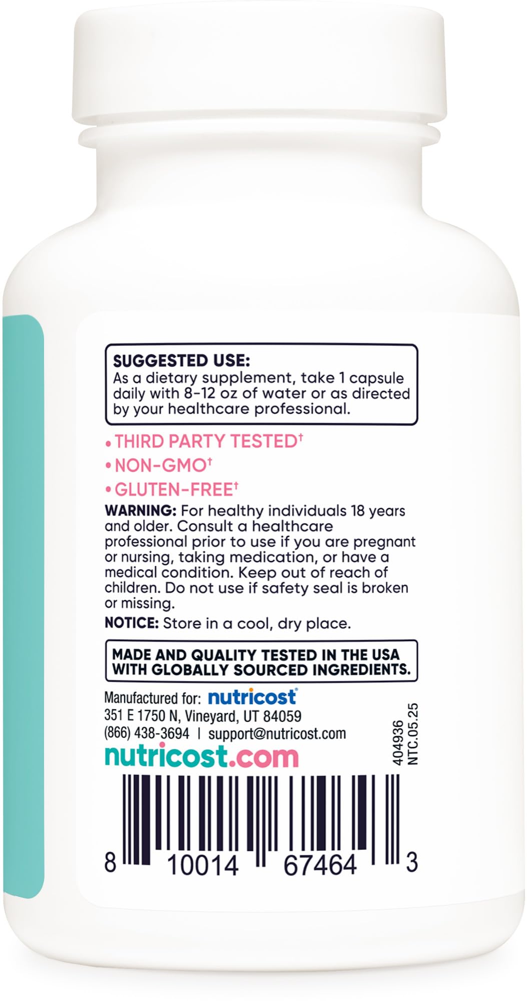 Supplement facts showing 10,000 mcg Biotin and 333mcg Folate