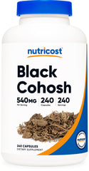 Front label of Nutricost Black Cohosh 540mg bottle with 240 capsules